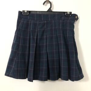 American Eagle Plaid Pleated Mini Skirt 6 Blue Dark Academia Coquette Preppy